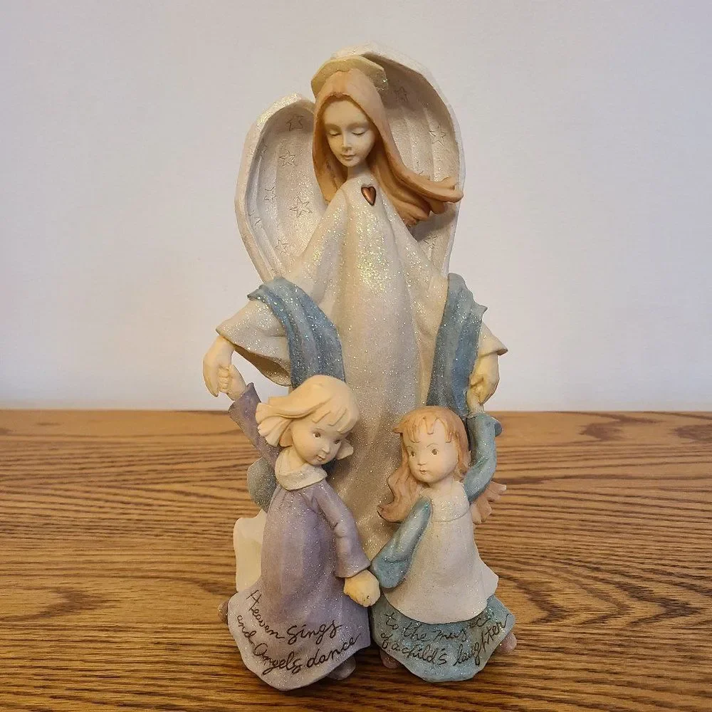 Karen Hahn Angel With Kids Figurine Foundations by Karen Hahn Enesco Group VTG